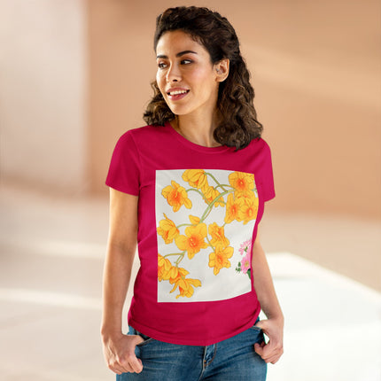 Golden Bow Orchid Women's Midweight Cotton Tee