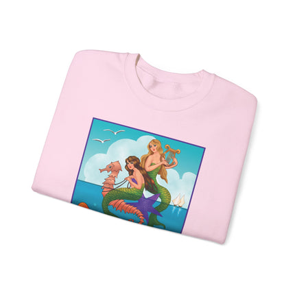 Three Mermaids with Strings of Pearls by Carlo Chiostri Heavy Blend™ Crewneck Sweatshirt