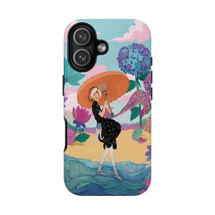 🌊☂️ The Lady Of The Flowered Seashore Phone Case – Art Deco Seaside Fashion