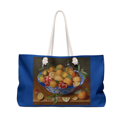 Still Life with Lemons, Oranges, and a Pomegranate by Jacob van Hulsdonck Weekender Bag