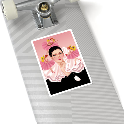 Pierrot & Fairies Dressed in Pink by Sofia Chiostri Kiss-Cut Stickers (4 Sizes)