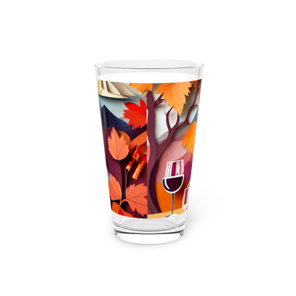 Shih Tzus at an Autumn Wine Tasting Glass, 16oz