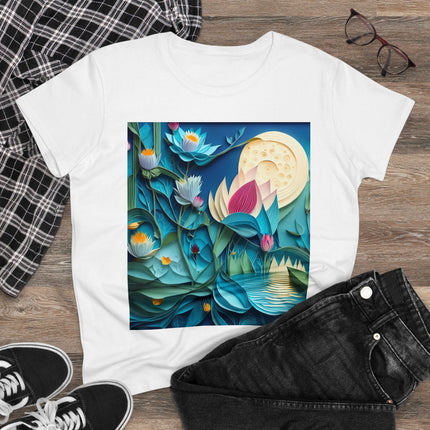 Ethereal Moonlit Lake Women's Midweight Cotton Tee