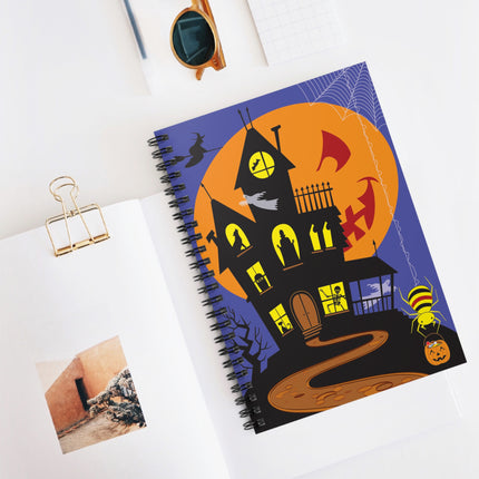 Halloween Night at the Haunted House Spiral Notebook - Ruled Line