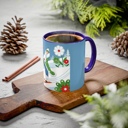 🎿❄️ The Winter Garden Skier Colorful Mug – Whimsical Holiday Fantasy