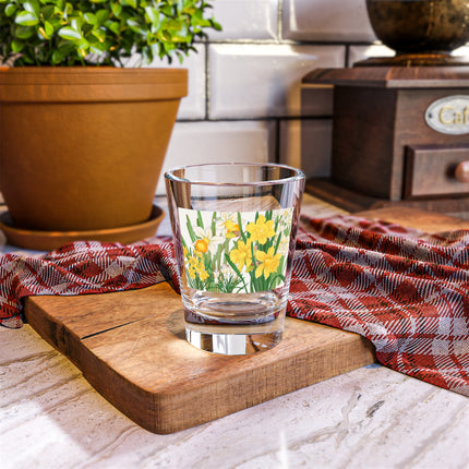 Daffodils by Tanigami Kônan Shot Glass – Spring Blooms & Japanese Woodblock Elegance