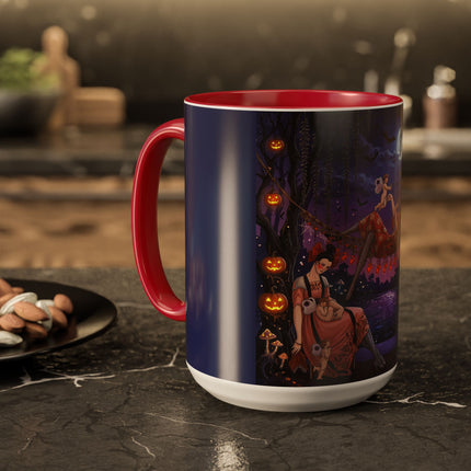🌙🎃 Moonlit Mischief In The Pumpkin Grove Colorful Mug – Whimsical Halloween Fantasy