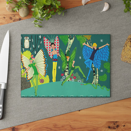 Enchanting Fairies of A Midsummer Night's Dream Glass Cutting Board