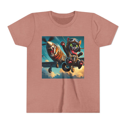Parachuting Cat Commando Youth Short Sleeve Tee