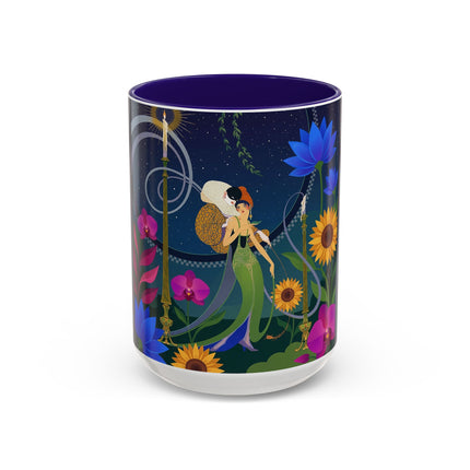 The Lady Of The Starlit Candles Colorful Mugs – Art Deco Theatrical Romance