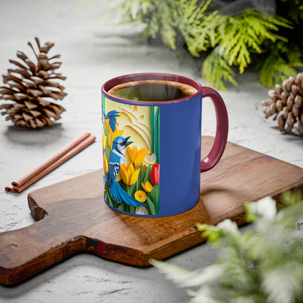 Blue Jays in a Spring Garden Colorful Mugs (11oz, 15oz)
