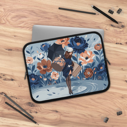 ☂️🧳 The Lady Of The Traveling Garden Laptop Sleeve – Art Deco Floral Adventure