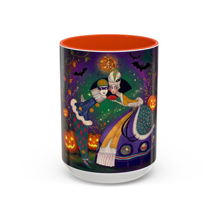🎭🎃 The Masquerade Beneath The Pumpkin Lantern Colorful Mug – Theatrical Halloween Charm