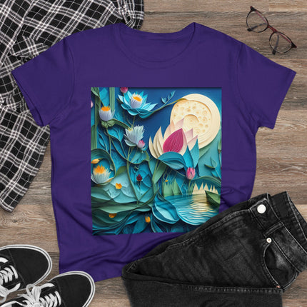 Ethereal Moonlit Lake Women's Midweight Cotton Tee
