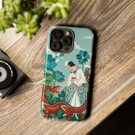 🐉🌿 The Dragon Keeper Phone Case – Art Deco Floral Fantasy