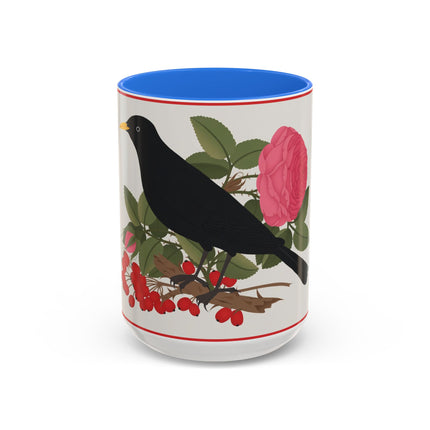 Blackbird & Rose Colorful Mugs – Timeless Elegance & Nature's Harmony