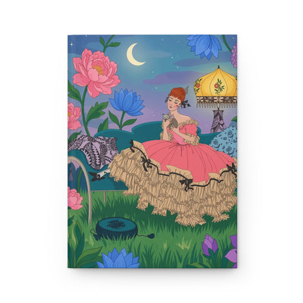 🌙🐈 The Lady Of The Moonlit Garden Hardcover Journal – Art Deco Fashion Illustration