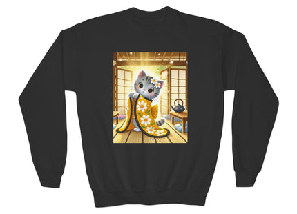 Playful Kitten in the Tea Room Youth Crewneck Sweatshirt