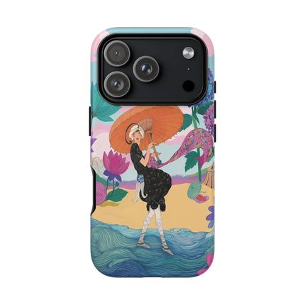 🌊☂️ The Lady Of The Flowered Seashore Phone Case – Art Deco Seaside Fashion