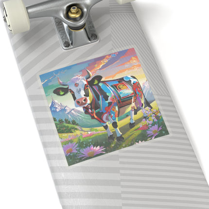 Cyber Glitch Cow Kiss-Cut Stickers (4 Sizes)