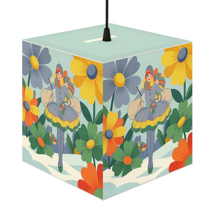 ❄️🌼 The Winter Flower Wanderer Light Cube Lamp – Colorful Art Deco Snow Fantasy