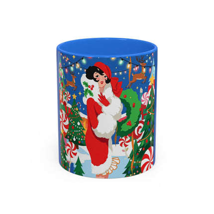 🦌🍬 The Lady Of The Peppermint Christmas Garden Colorful Mug – Colorful Art Deco Holiday Fantasy