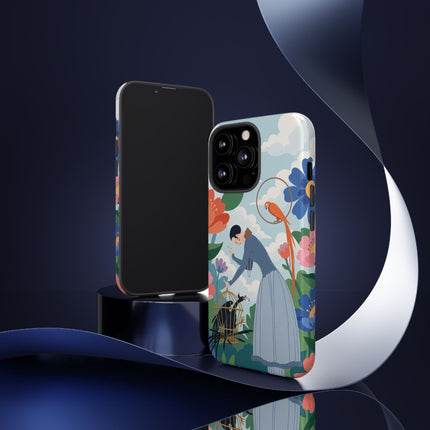 🦜🌺 The Lady Of The Garden Aviary Phone Case – Art Deco Floral Whimsy