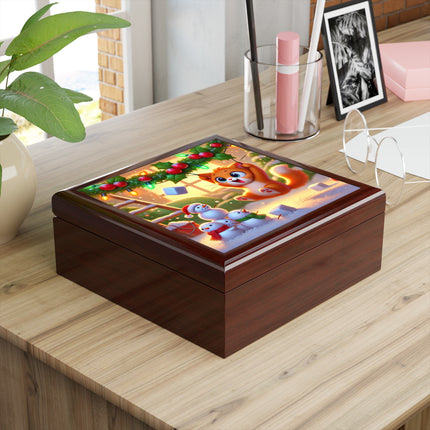 Naughty or Nice Kitten Christmas Jewelry Box