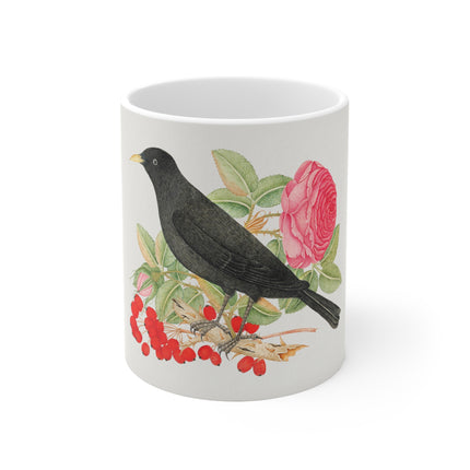 Blackbird with Roses by Anonymous Ceramic Mug 11oz
