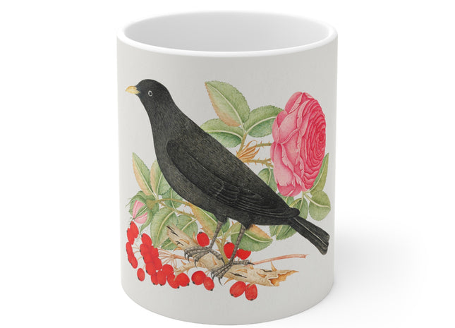 Blackbird with Roses by Anonymous Ceramic Mug 11oz