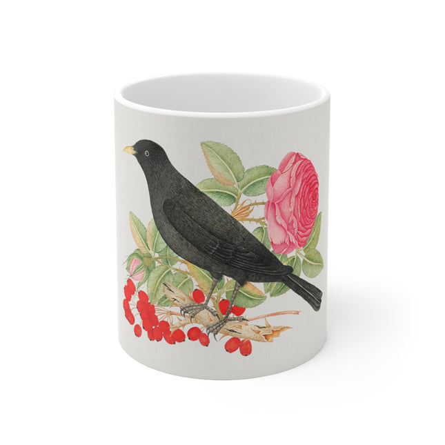 Blackbird with Roses by Anonymous Ceramic Mug 11oz