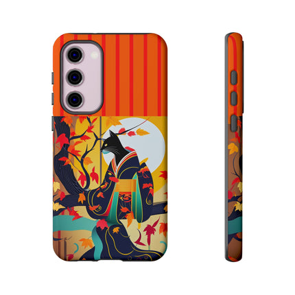 Black Cat in Kimono Phone Cases