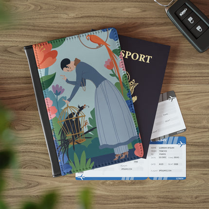 🦜🌺 The Lady Of The Garden Aviary Passport Cover – Art Deco Floral Whimsy