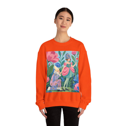 🌸🎭 The Garden Masquerade Crewneck Sweatshirt – Art Deco Floral Whimsy