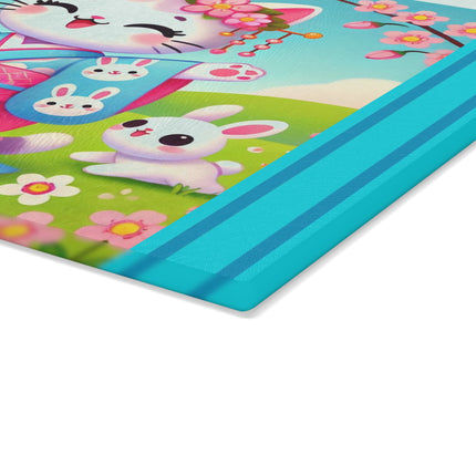 Springtime Kitten’s Easter Joy Glass Cutting Board