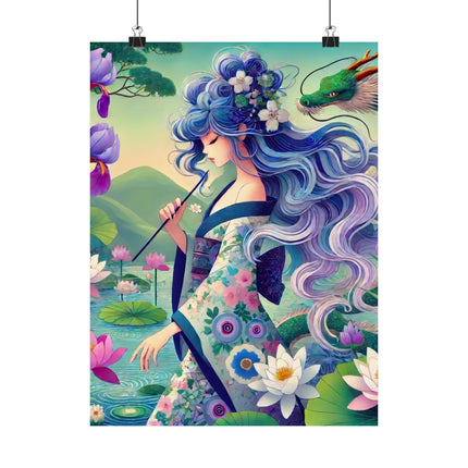 🐉🪷 Fairy of the Koi Pond Matte Vertical Poster – Tranquil Magic & Dragon Grace