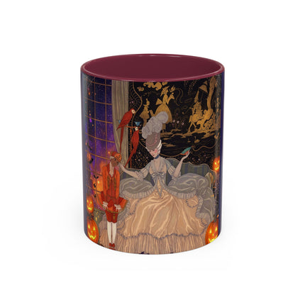 🌙🎃 The Moonlit Parlor Masquerade Colorful Mug – Elegant Halloween Romance