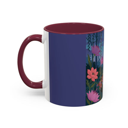 The Lady And The Midnight Birdcage Colorful Mugs – Art Deco Botanical Elegance