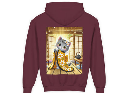 Playful Kitten in the Tea Room Youth Heavy Blend Hooded Sweatshirt