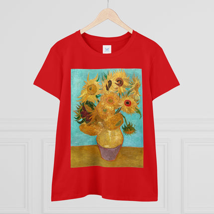Vase with Twelve Sunflowers by Vincent van Gogh Women's Midweight Cotton Tee