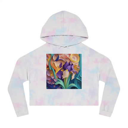 The Elegant Iris Flower Women’s Cropped Hooded Sweatshirt