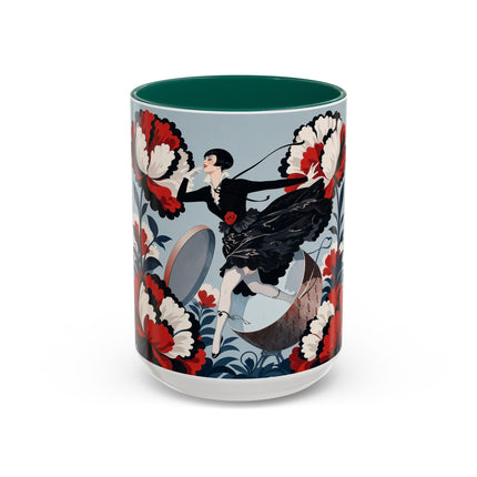 ❤️🌺 The Scarlet Blossom Dancer Colorful Mug – Art Deco Fashion Whimsy