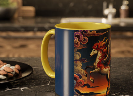 Flame-Winged Horse at Sunset Colorful Mugs (11oz, 15oz)