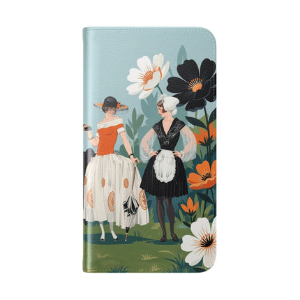 🌼🖤 The Ladies Of The Garden Promenade Flip Case – Art Deco Floral Fashion