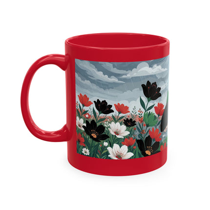 🌺☔ The Lady In The Stormy Flower Garden Ceramic Mug – Art Deco Fashion Elegance