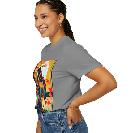 Black Cat in Kimono Unisex Garment-Dyed T-shirt
