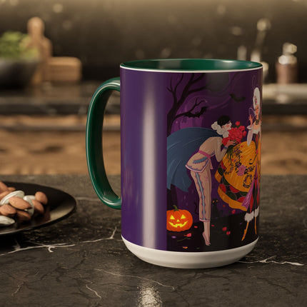 🎭🌹 The Harlequin Rose Masquerade Colorful Mug – Theatrical Halloween Romance