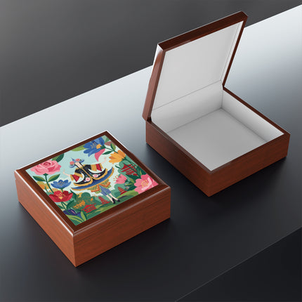 🌸🏯 The Lady Of The Pagoda Garden Jewelry Box – Art Deco Floral Fantasy
