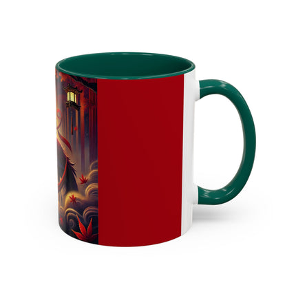 Regal Crimson Crane in the Autumn Mist Colorful Mugs (11oz, 15oz)