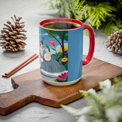 The Lady Of The Secret Garden Colorful Mugs – Art Deco Botanical Elegance